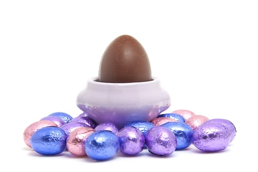 colorful chocolate easter eggs isolated on white background