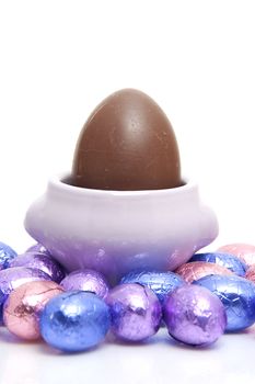 colorful chocolate easter eggs isolated on white background