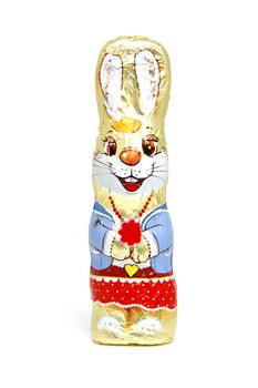 Chocolate easter bunny isolated on white background