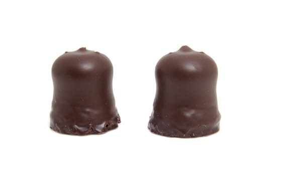 Two chocolate candy isolated on white background