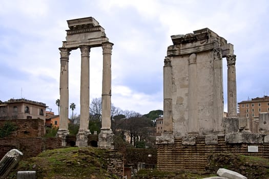 Foro Romano,Tempio dei Dioscuri in Rome Italy