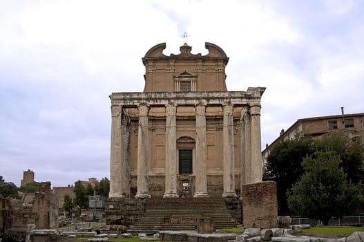 Foro Romano,Tempio di Antonio e Faustina in Rome Italy