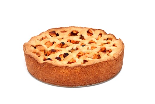 Delicious home baked apple pie isolated on white background