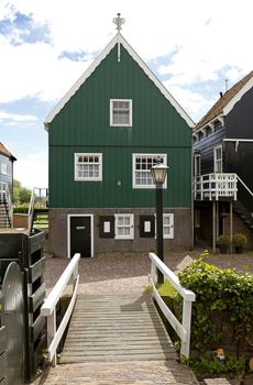 Typical Dutch houses in village Marken, Netherlands