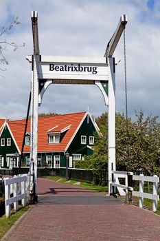 Beatrix bridge in the village Marken, the Netherlands
