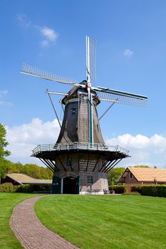 Dutch windmill in sunshine near the village Appel and Nijkerk