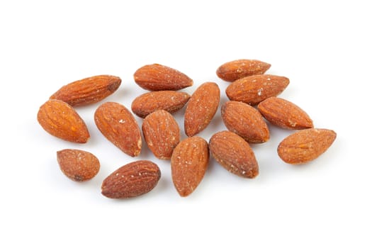 unpeeled almond nuts isolated on white background