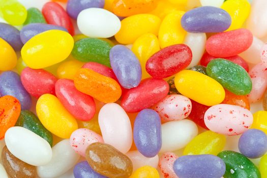 Colorful jelly beans candy in closeup can be used as background