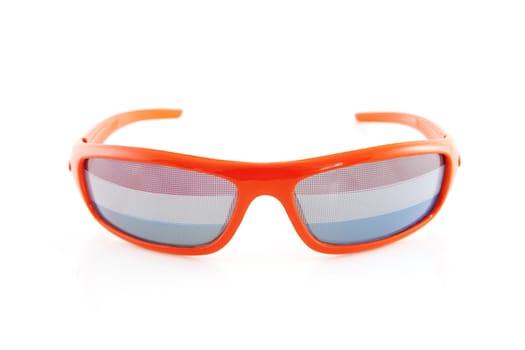 soccer glasses with Dutch flag isolated on white background