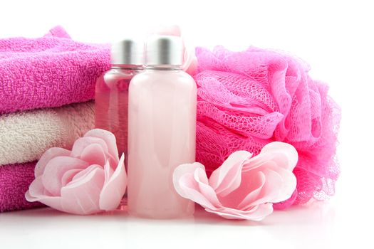 pink bath spa accessory over white background