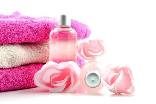 pink bath spa accessory over white background
