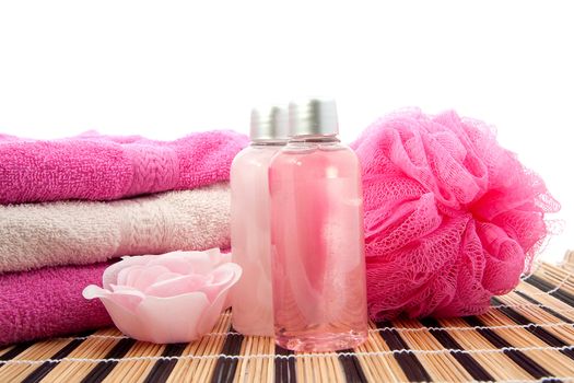 pink bath spa accessory over white background