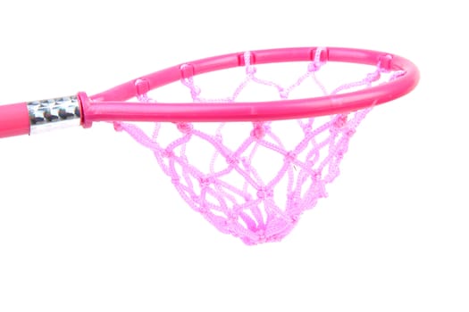Pink fishing net isolated over white background