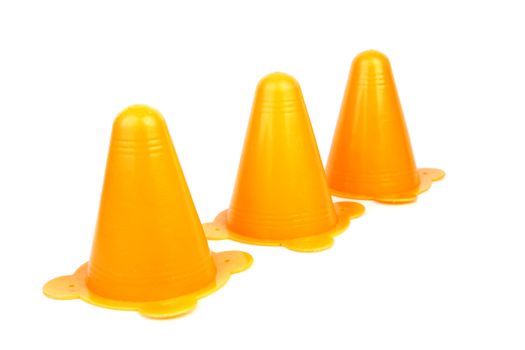 orange Traffic markers isolated on white background