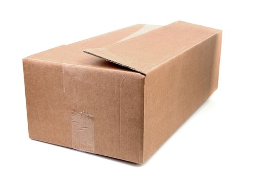 closed cardboard box isolated on white background
