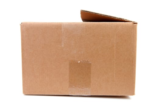 closed cardboard box isolated on white background