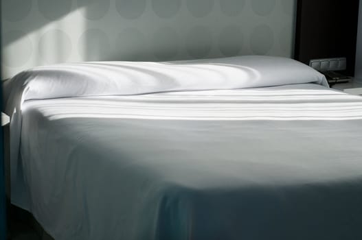 Double bed in apartment, modern style