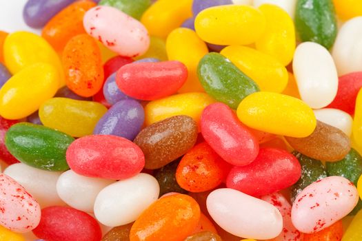 background of colorful jelly beans candy in closeup