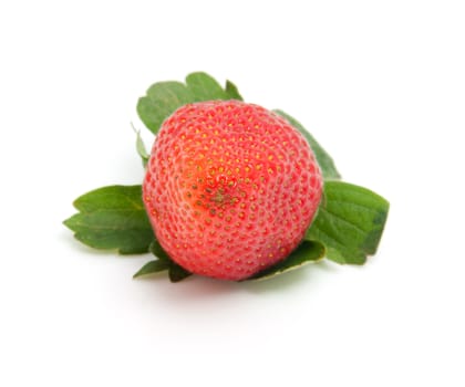 One fresh strawberry isolated on white background