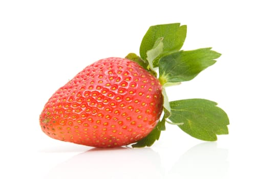 One fresh strawberry isolated on white background