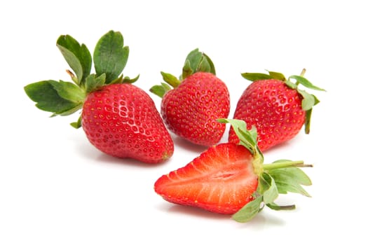 fresh strawberries isolated on white background