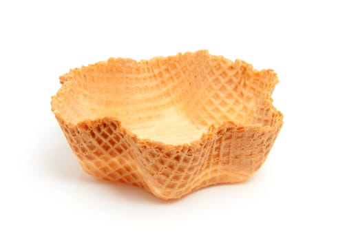 empty cookie cup for dessert over white background