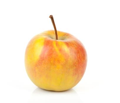 one yellow with red apple isolated on white background