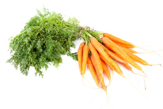 bunch of fresh carrots isolated on white background