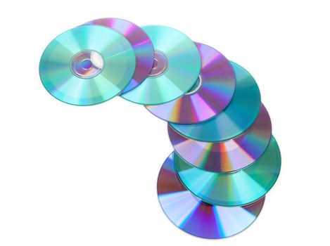 colorful compact discs-CDs isolated on white background