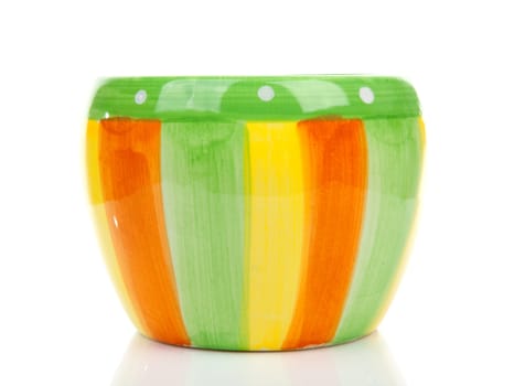 colorful empty flower pot over white background