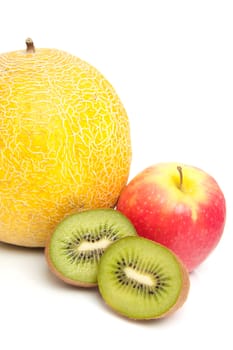 healthy fruits over white background