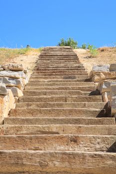 outdoors nature stairs to blue  sky
