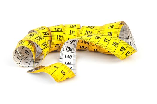 yellow measure tape isolated on white background