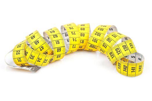 yellow measure tape isolated on white background