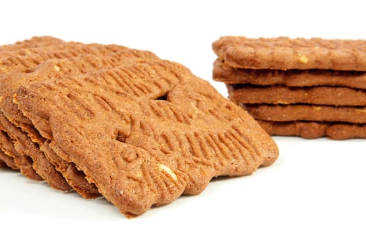 Dutch speculaas biscuit cake isolated on white background