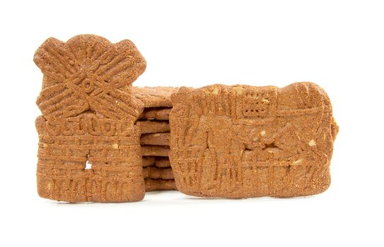 Dutch speculaas biscuit cake isolated on white background