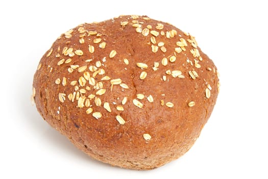 healthy brown home baked bun over white background