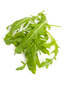 Fresh rucola lettuce over white background
