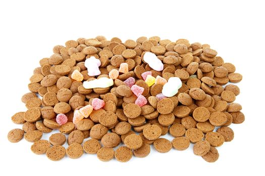 Pile of typical dutch sweets: pepernoten (ginger nuts) for a celebration at 5 december in the Netherlands 
