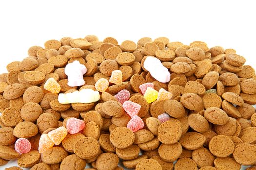 Pile of typical dutch sweets: pepernoten (ginger nuts) for a celebration at 5 december in the Netherlands