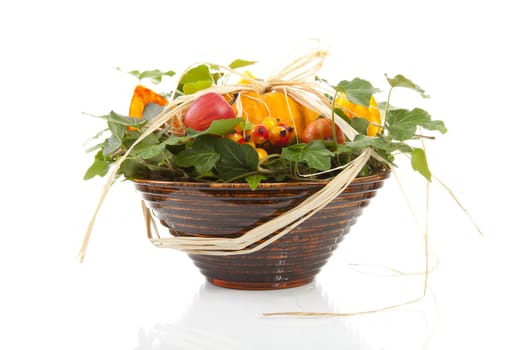 flower arrangement for halloween over white background 
