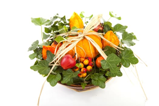 flower arrangement for halloween over white background