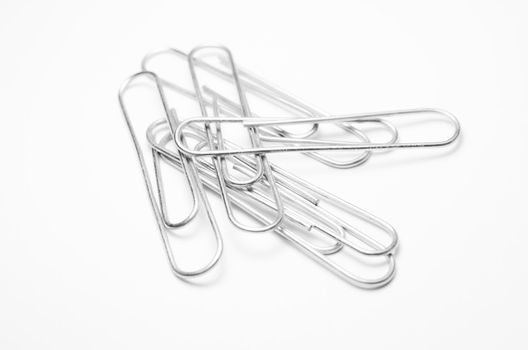Close up of isolated metal paper clips
