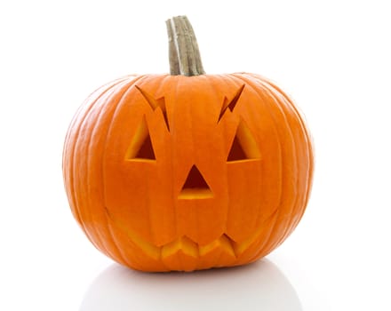 scary halloween pumpkin with face isolated on white background