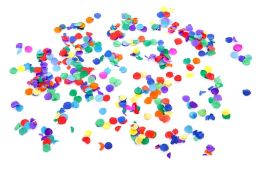 colorful confetti over white background