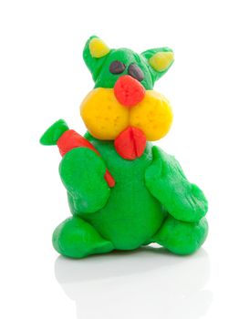 green bunny clay modeling over white background