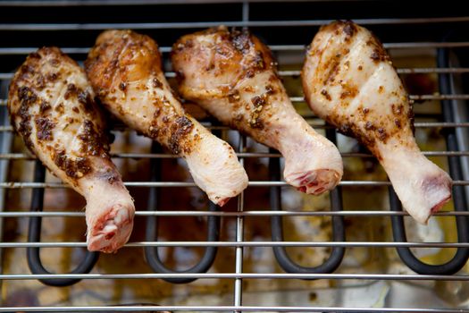 chicken meat on the barbecue in closeup