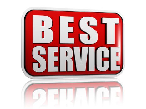 best service button - 3d red banner with white text, business concept