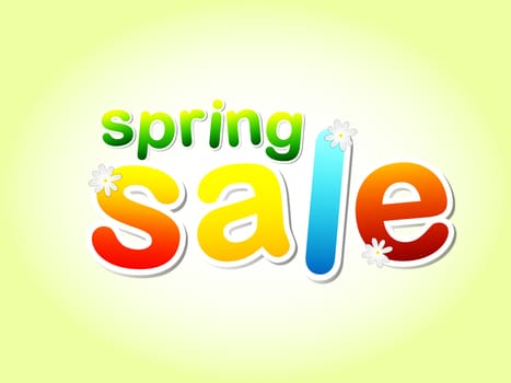 spring sale - text with white flowers, business concept