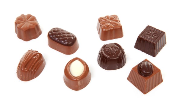 chocolate bonbons isolated on white background